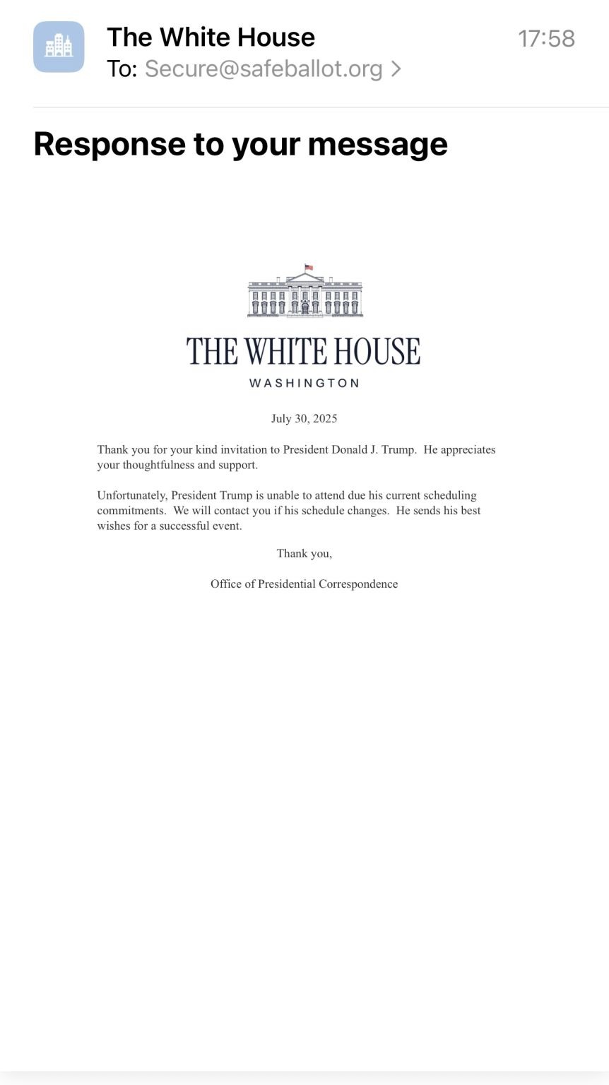 White House Responds to SafeBallot Outreach